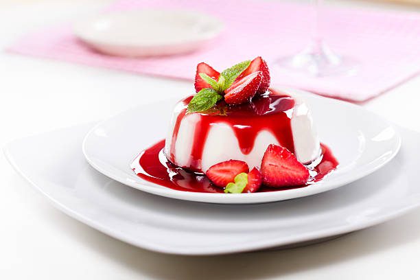 panna cotta with strawberry and vin santo